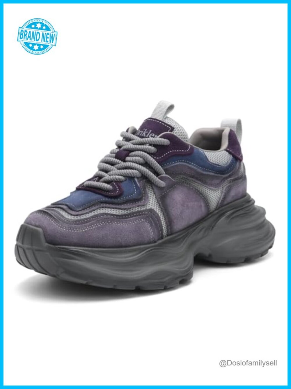 Chunky Platform Sneakers Lace-Up Retro Colorblock Walking Shoes